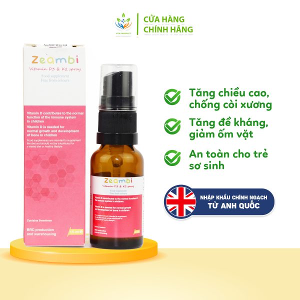 Vitamin D3K2 dạng xịt 15ml Zeambi tăng chiều cao